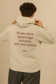 Prada plans Balenciaga behavior pick your poison unisex heavy cotton tee with screen-printed graphic